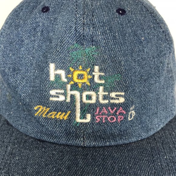 Hot Shots Java Stop Maui Hat Snapback Denim Coffee Hawaii Hat - Picture 2 of 11